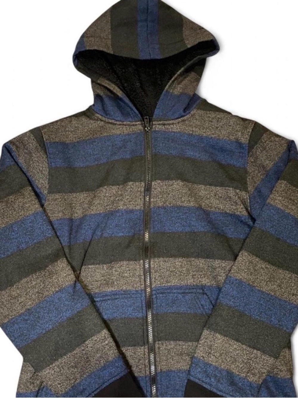 Tony Hawk Boys XL Sherpa Lined Striped Full Zip Hoodie Sweatshirt